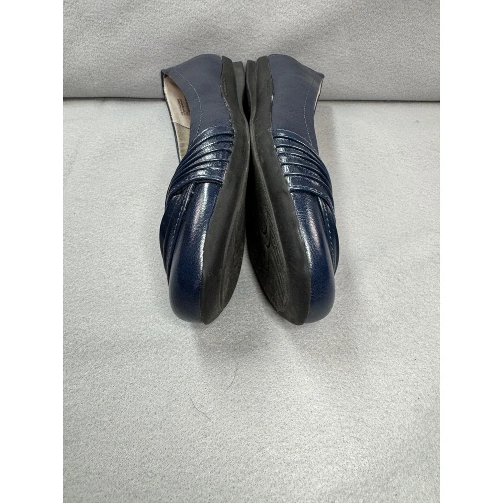 Cliffs‎ by White Mountain Womens Hilt Navy Blue Pleated Comfort Ballet Flats 10W